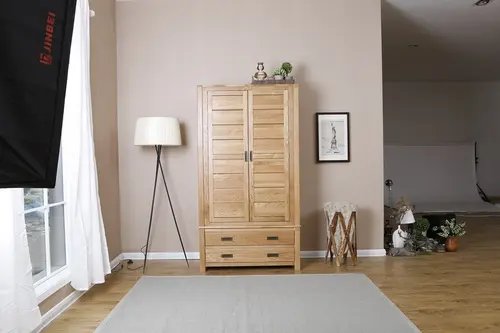 2021 New Design Modern Stye Natural Solid Oak Double Wardrobe for Bedroom furniture