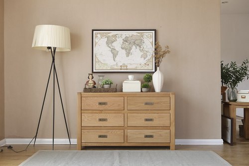 2021 New Design Modern Stye Natural Solid Oak Chest of Drawers Wide 6 Drawer Chest  for Home furniture