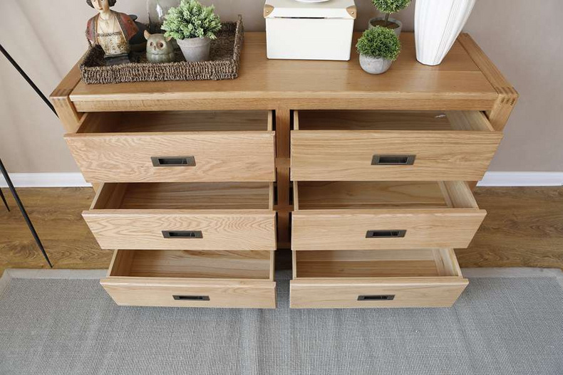 2021 New Design Modern Stye Natural Solid Oak Chest of Drawers Wide 6 Drawer Chest  for Home furniture