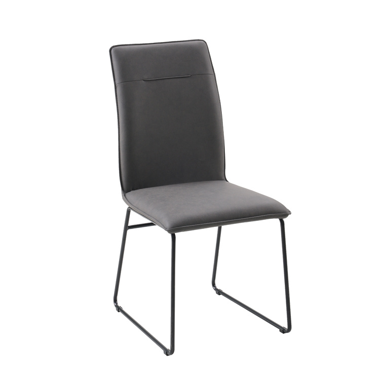 Dark Grey Leather Dining Chairs