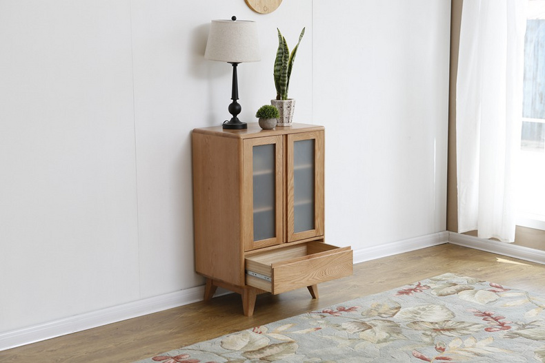 2021 New Design Nordic Stye Natural Solid Oak   0.95m side cabinet for living room storage cabinet