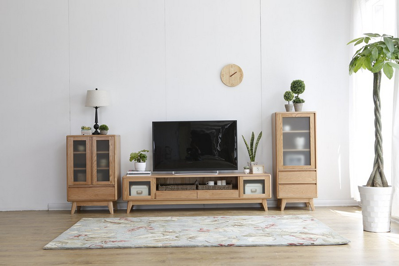 2021 New Design Nordic Stye Natural Solid Oak    1.8m TV Cabinet