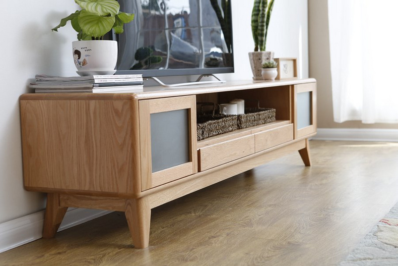 2021 New Design Nordic Stye Natural Solid Oak    1.8m TV Cabinet