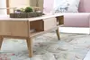 2021 New Design Nordic Stye Natural Solid Oak    double drawer  coffee table