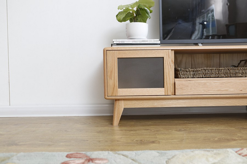 2021 New Design Nordic Stye Natural Solid Oak    1.8m TV Cabinet