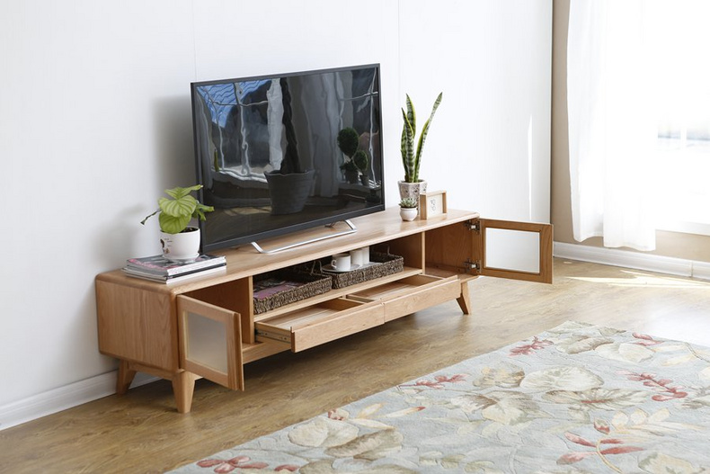 2021 New Design Nordic Stye Natural Solid Oak    1.8m TV Cabinet