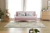 2021 New Design Nordic Stye Natural Solid  Wood frame sofa with soft cushion Three   seater