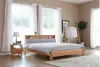2021 New Design Nordic Stye Natural Solid  WoodKing Size Bed with soft bed head for Bedroom furniture