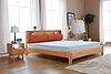 2021 New Design Nordic Stye Natural Solid  WoodKing Size Bed with soft bed head for Bedroom furniture