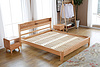2021 New Design Nordic Stye Natural Solid  WoodKing Size Bed with soft bed head for Bedroom furniture