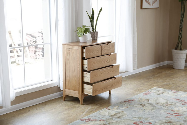 2021 New Design Nordic Stye Natural Solid  Wood   2+3 Drawer Cabinet