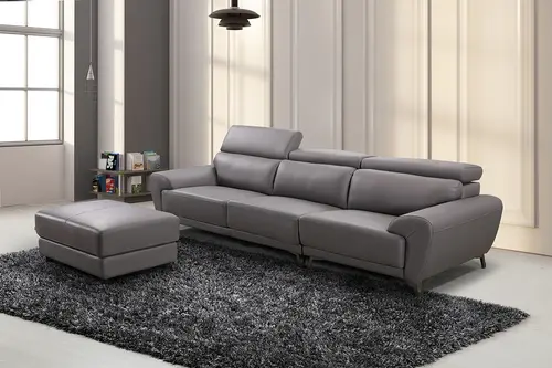 Model 9942 Leather stationary sofa with ottoman