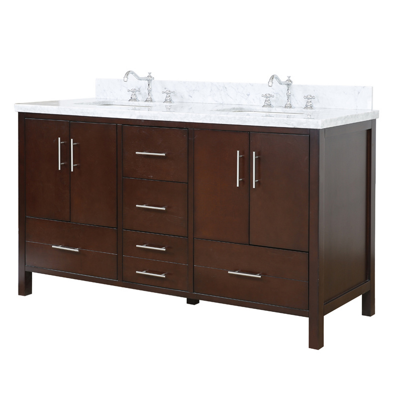 American Modern Style 60 inch Solid Wood Bathroom Vanity-Double sinks