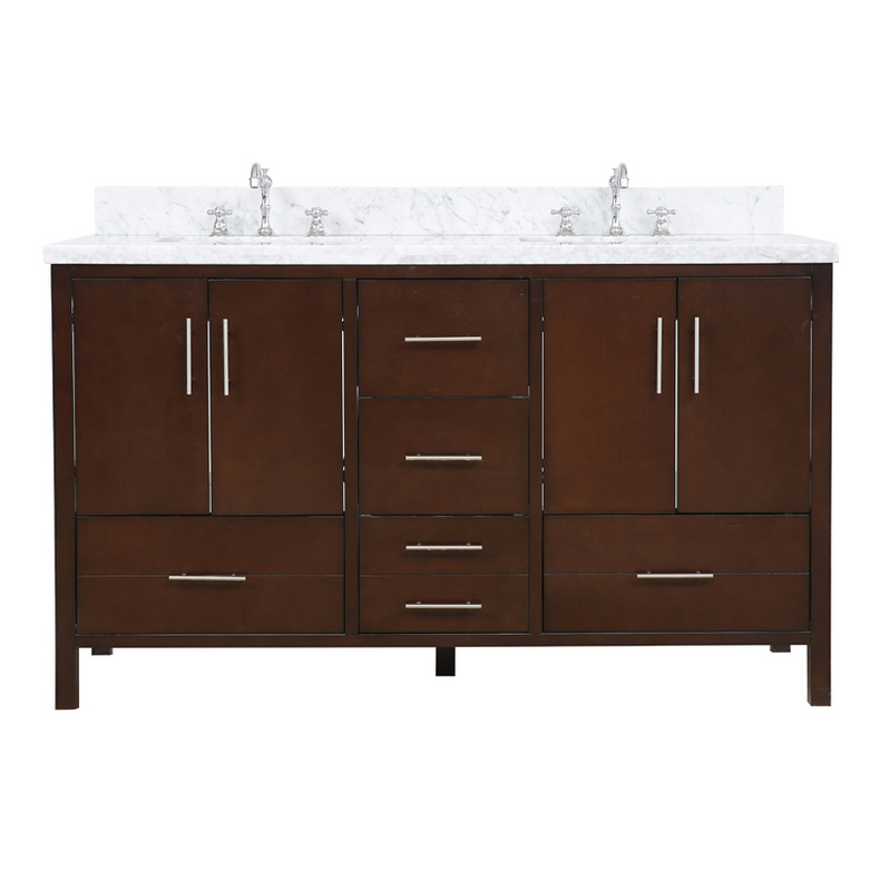 American Modern Style 60 inch Solid Wood Bathroom Vanity-Double sinks