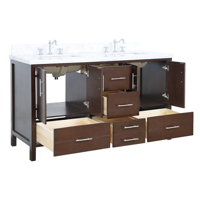 American Modern Style 60 inch Solid Wood Bathroom Vanity-Double sinks