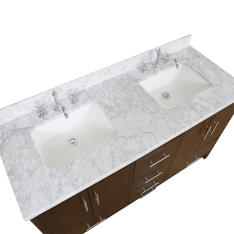 American Modern Style 60 inch Solid Wood Bathroom Vanity-Double sinks