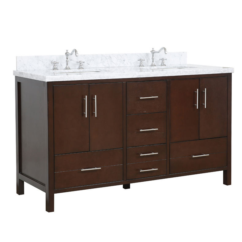 American Modern Style 60 inch Solid Wood Bathroom Vanity-Double sinks