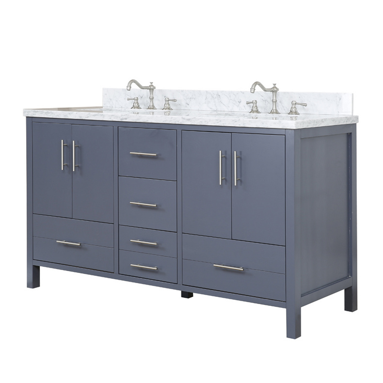 American Modern Style 60 inch Solid Wood Bathroom Vanity-Double sinks