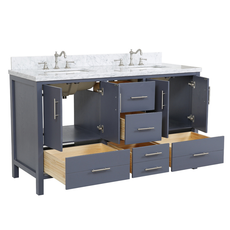 American Modern Style 60 inch Solid Wood Bathroom Vanity-Double sinks