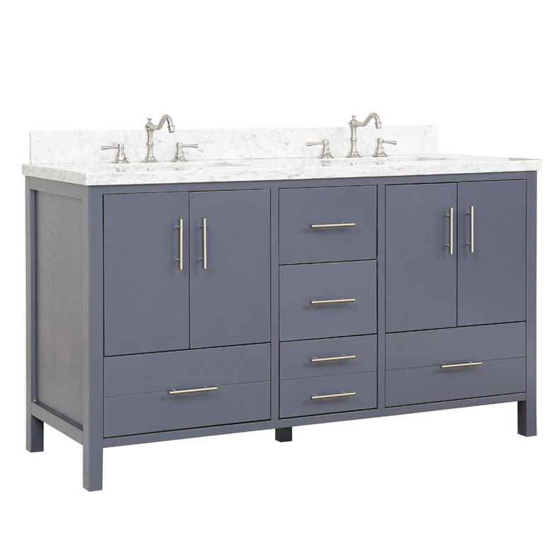 American Modern Style 60 inch Solid Wood Bathroom Vanity-Double sinks