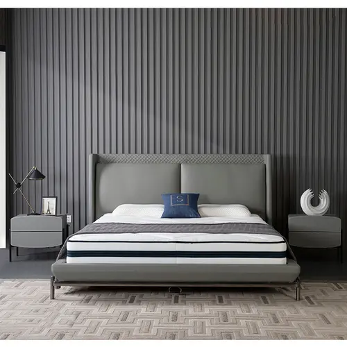 hight quality luxury design lit upholstered home kingsize bedroom furniture leather bed set