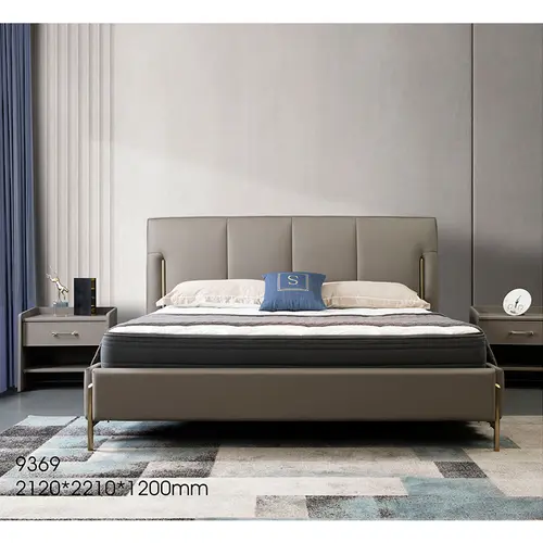 hight quality luxury design lit upholstered home kingsize bedroom furniture leather bed set