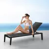 HIGOLD 6977 Emoti Outdoor Chaise Lounge Chair with Sturdy Space Aluminum Textilene Set of 2 Matte Charcoal Powder Coating