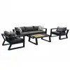 HIGOLD - 3055 Exee 5 Seaters Aluminum Outdoor Conversation Set Thicked Cushions Pillows Teak