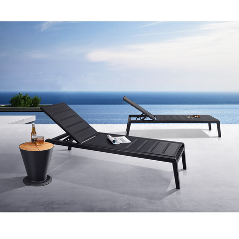 HIGOLD 6977 Emoti Outdoor Chaise Lounge Chair with Sturdy Space Aluminum Textilene Set of 2 Matte Charcoal Powder Coating