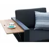 HIGOLD - 2017 York Swivel Aluminum Single Sofa with Double Side Panels Cushion Pillow, Teak Wood, Matte Charcoal Powder Coating