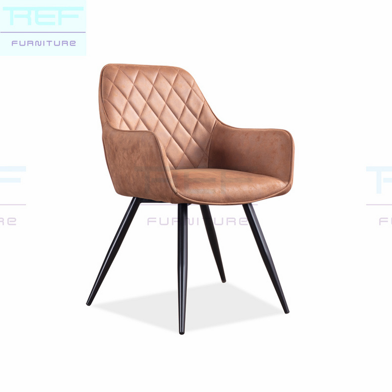 Free Sample Modern Pu Y White Genuine Stainless Steel Black Dining Italian Woven Brown Real Leather ,Dining Chair with different fabric RDC944N