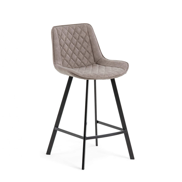Bar Stool 66 cm with Faux Leather Backrest and Steel Legs in Black