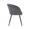 Dining Room Chair Upholstered Grey Chair with Armrests Retro Design Velvet Metal