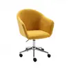 2022 Modern Cute Desk Chair with Mid-Back Adjustable Swivel Chair Linen Chair with Wheels