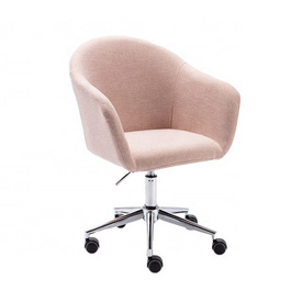 2022 Modern Cute Desk Chair with Mid-Back Adjustable Swivel Chair Linen Chair with Wheels