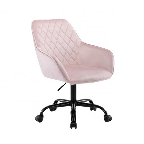 Pink Velvet Seat Contemporary Adjustable Height Swivel Polyurethane Executive Chair