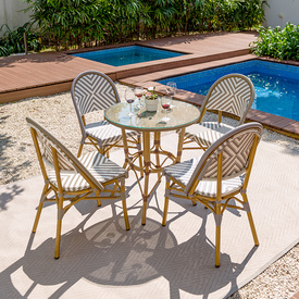 rattan wicker chair and table set