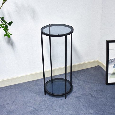 Small Home Furniture Two Layers Tempered Glass Coffee Side Table