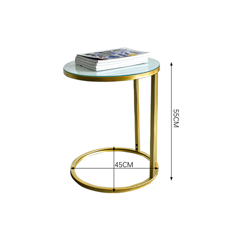 Luxury Style Coffee Side Table Knock-Down Structure Metal Frame with Tempered Glass Top