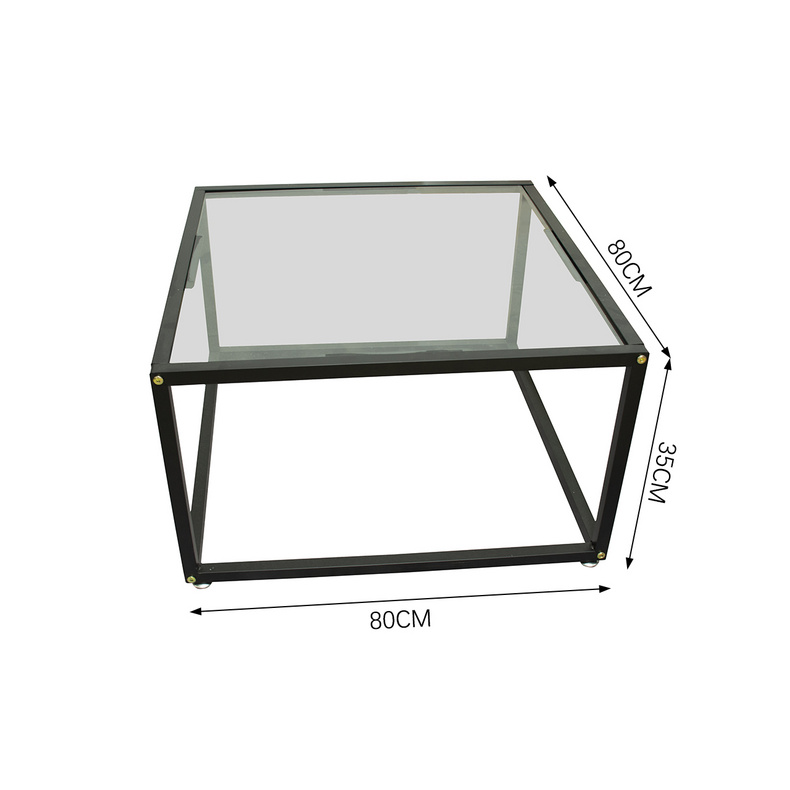 New Style Modern Simple Home Office Furniture Metal Frame Tempered Glass Top Coffee Table