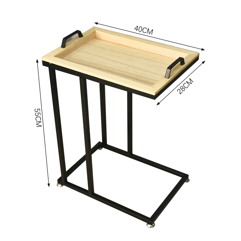 Movable Tray Minimalist Metal&Wood Coffee Tea Table
