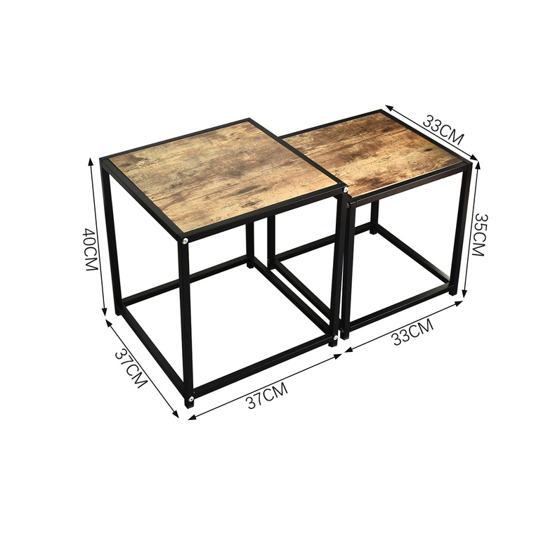 Hot Sale Set of 2 New Design MDF Panel Iron Frame Coffee Nest Side Table