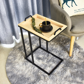 Movable Tray Minimalist Metal&Wood Coffee Tea Table