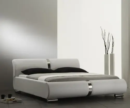 White Leather King Size Upholstery Bed