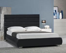 Factory High headboard Black Leather Bed Frame