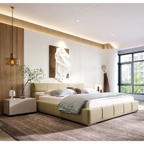 Italian design lit upholstered home king size bedroom furniture leather bed set