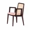 Nordic Designer Dining Room Restaurant Furniture Solid Wood Chair Natural Rattan Back Cane Woven Fabric Cushion Dining Chair