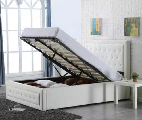 Customized high quality king double size upholstered bed designs for home