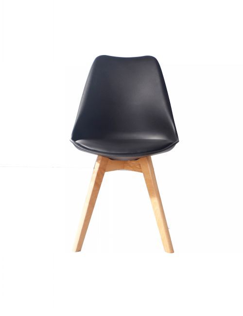 plastic dining chair with wooden leg