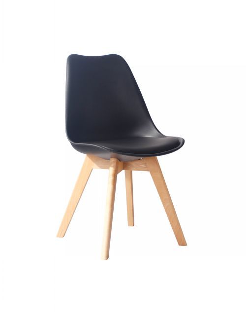 plastic dining chair with wooden leg